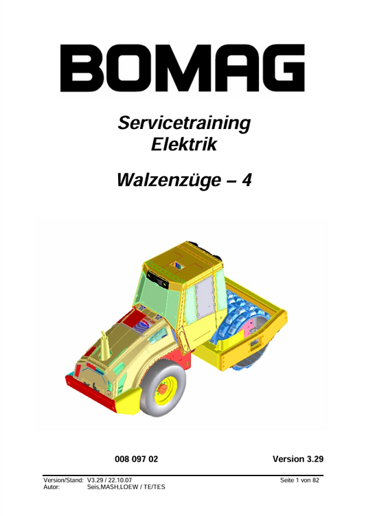 BOMAG Walzenzüge – 4 Service Training Elektrik Manual V3.29 PDF