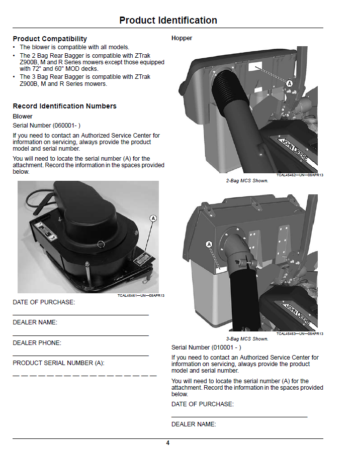 Blower & Rear Bagger 2 & 3 Bag System Operator Manual OMTCU33004
