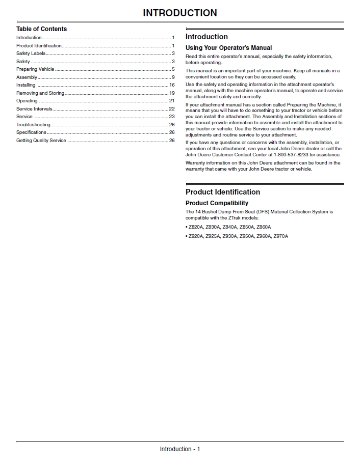 Blower & Rear Hopper System Manual John Deere 14-Bushel Guide