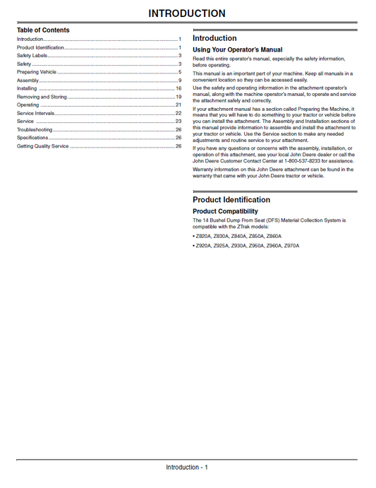 Blower & Rear Hopper System Manual John Deere 14-Bushel Guide