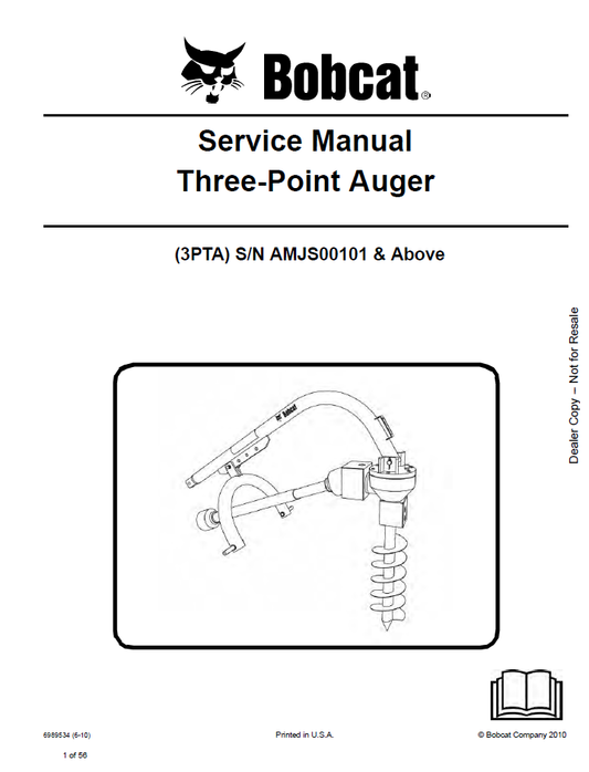 Bobcat 3PTA Three-Point Auger Service & Repair Manual PDF