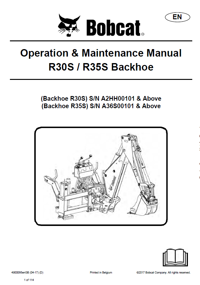 Bobcat 4900066 R30S & R35S Backhoe Operation Manual PDF
