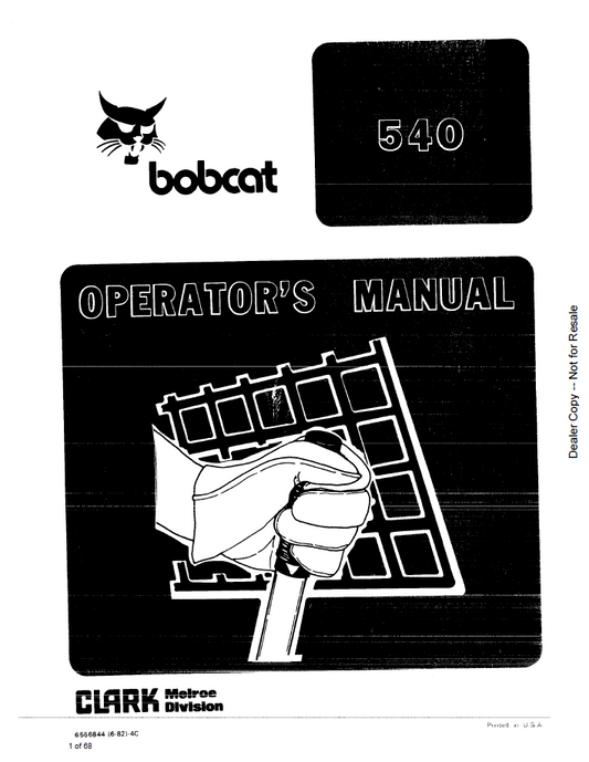 Bobcat 540 Loader Operator Manual | Part 6556844