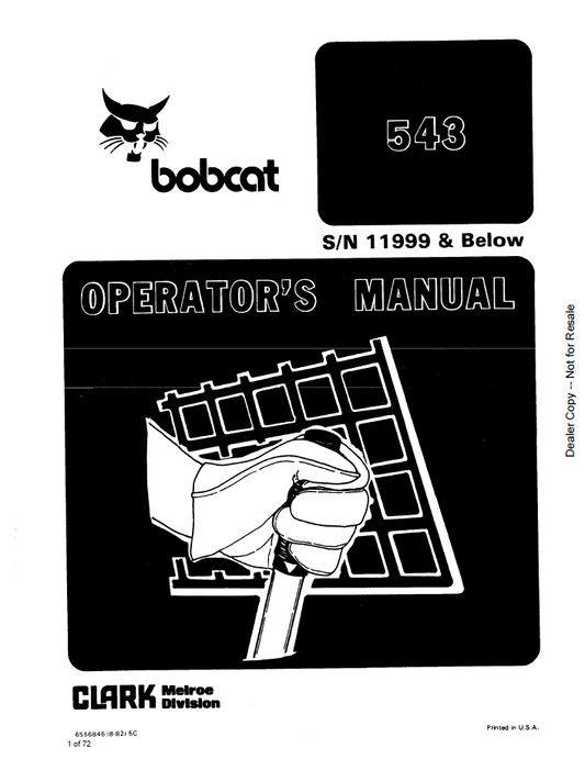 Bobcat 543 Loader Operator Manual | Part 6556846