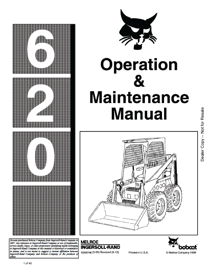 Bobcat 620 Loader Operation & Maintenance Manual | Part 6549746