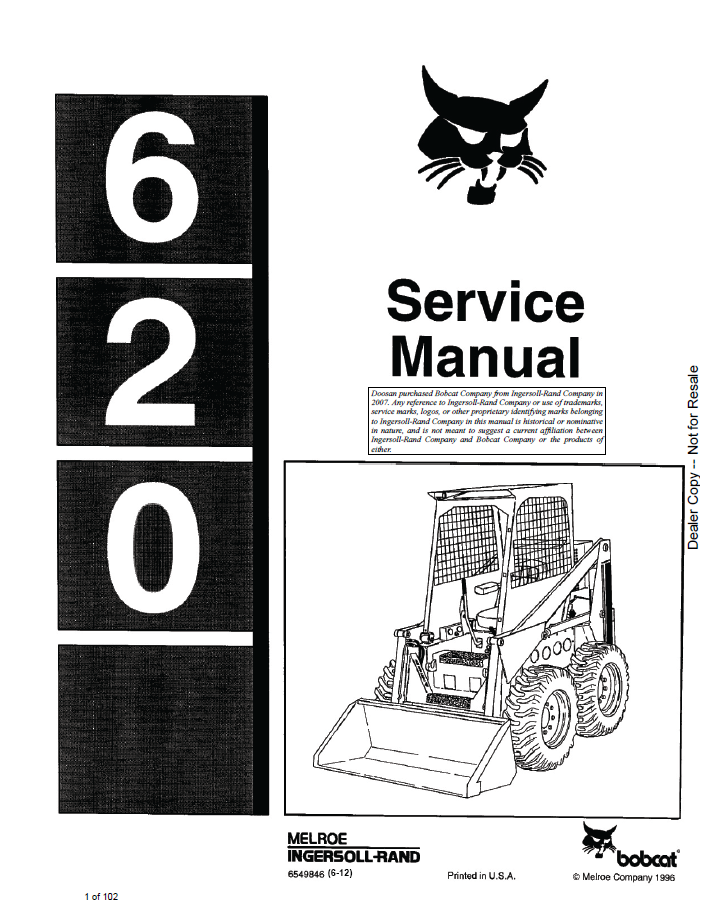 Bobcat 620 Loader Service Manual | Part 6549846