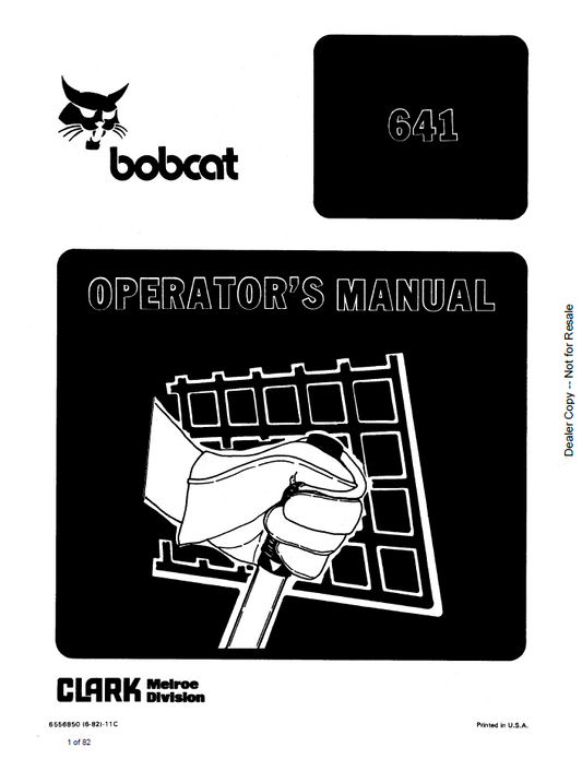 Bobcat 641 Loader Operator Manual | Part 6556850