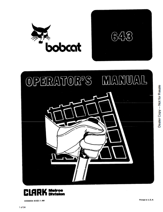 Bobcat 643 Loader Operator Manual | Part 6556854