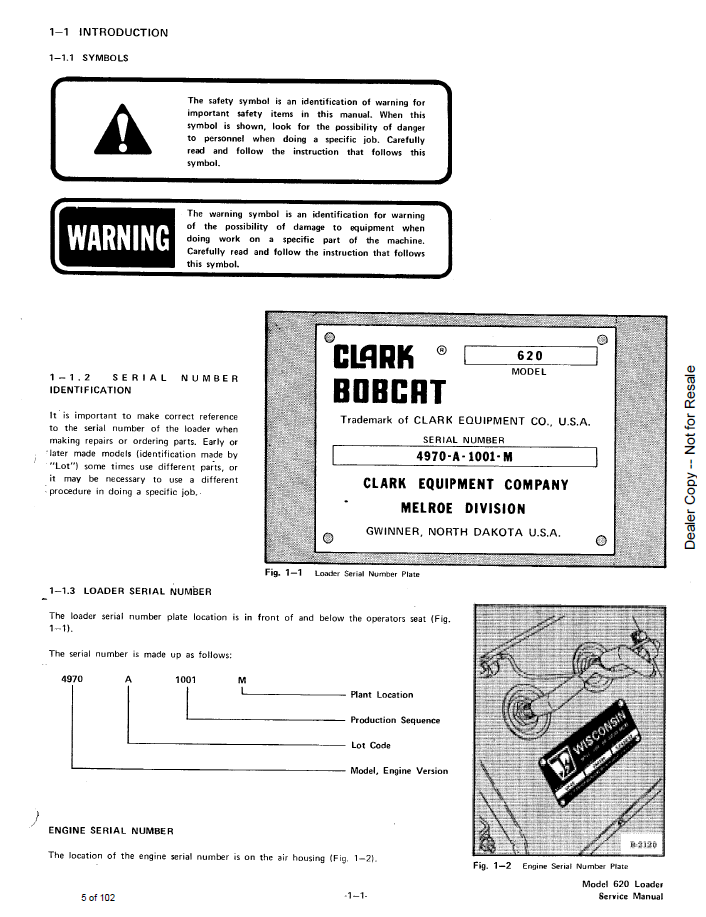 Bobcat 6549846 Workshop & Service Manual | 620 Loader