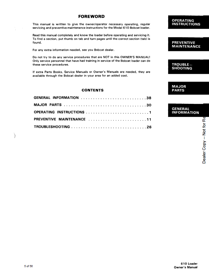 Bobcat 6556099 Operation & Maintenance Manual | 610 Loader