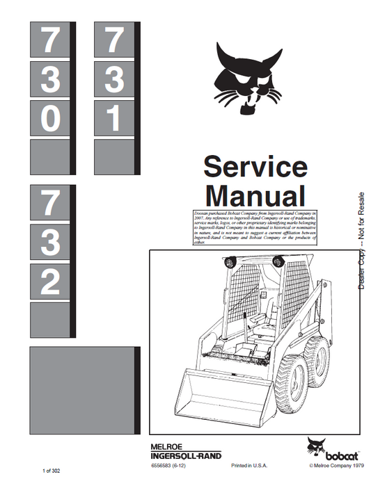 Bobcat 730, 731, 732 Loader Service Manual | Part 6556583