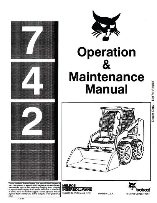 Bobcat 742 Loader Operation & Maintenance Manual | Part 6556860