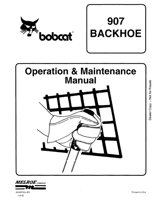Bobcat 907 Backhoe Operator and Maintenance Manual (PDF Download)