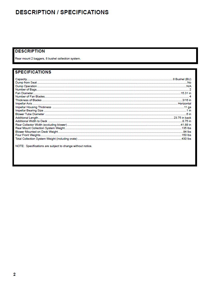 Bobcat 970654 Boss-Vac Pro Collection System Service Manual