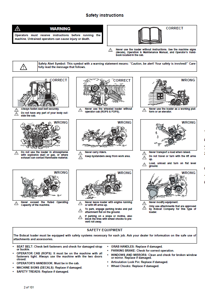 Bobcat AL275 4900052 Articulated Loader Operation Manual PDF