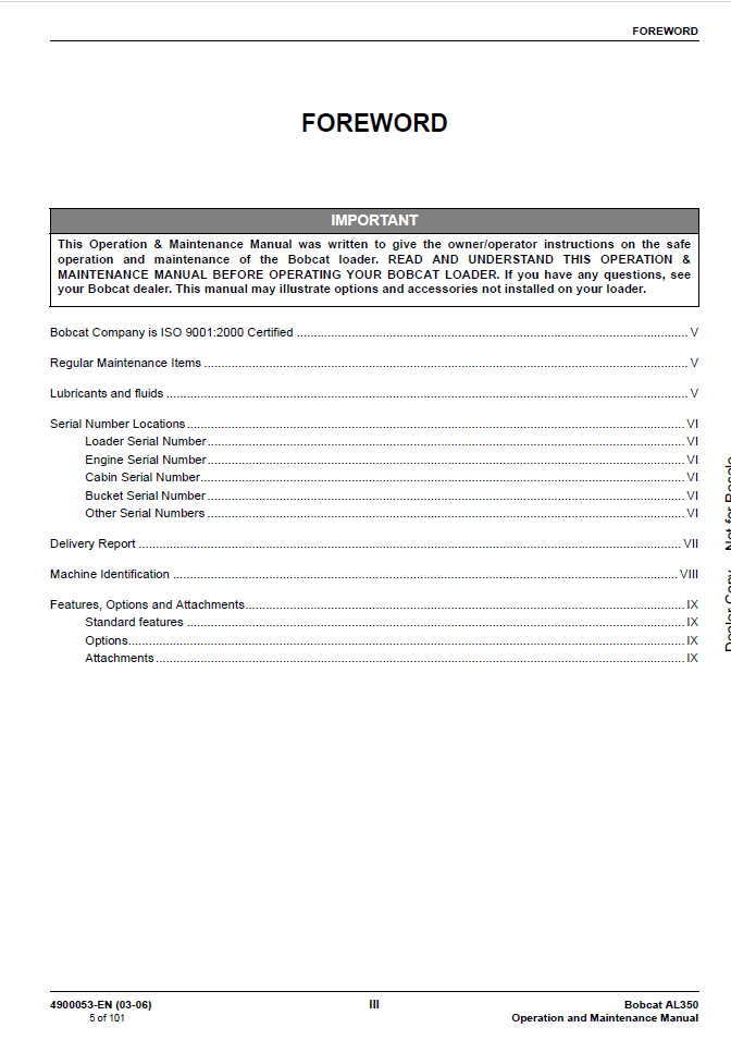 Bobcat AL350 Articulated Loader 4900053 Maintenance Guide PDF
