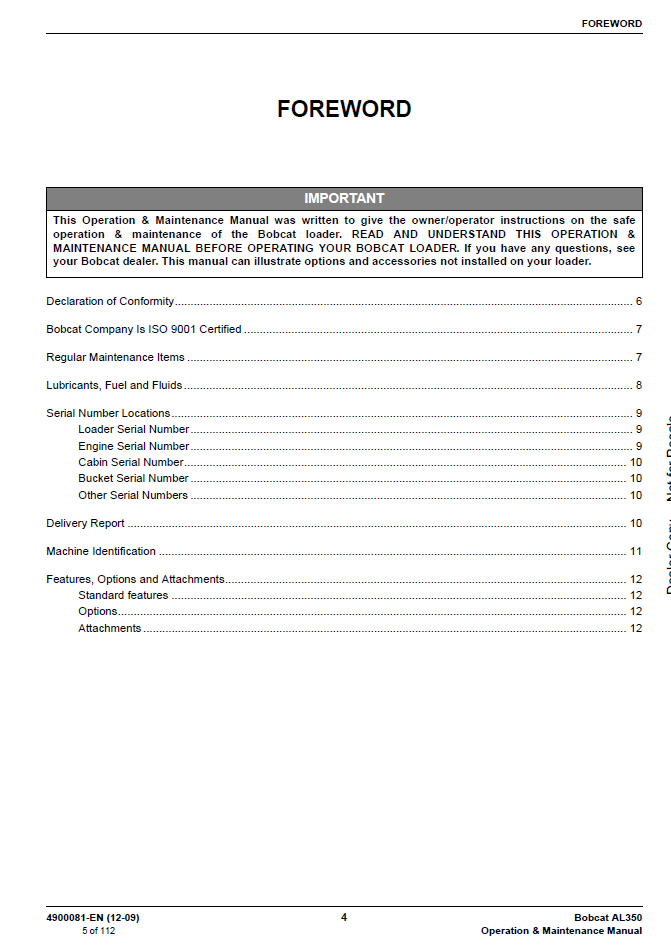 Bobcat AL350 Articulated Loader 4900081 Maintenance Guide PDF