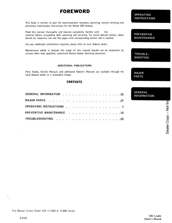 Bobcat Clark 520 Hydrostatic Loader Operator & Owner Guide (6549811 PDF)