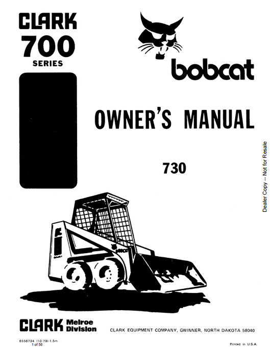 Bobcat Clark 730 Loader Owner Manual | Part 6556734
