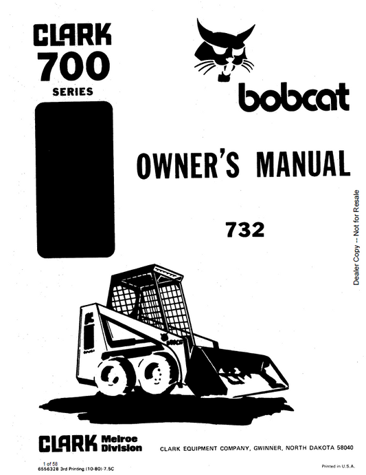 Bobcat Clark 732 Loader Owner Manual | Part 6556328