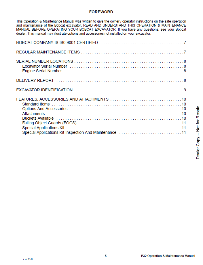 Bobcat E32 Excavator Maintenance & Operation Guide (6990440)