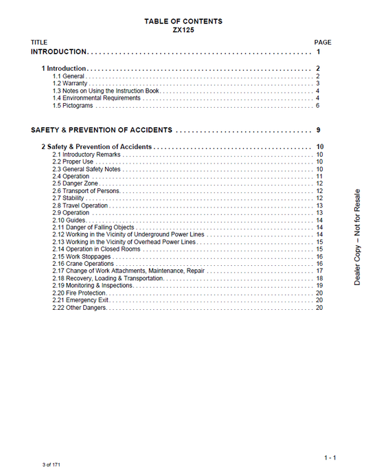 Bobcat Ingersoll-Rand ZX125 Excavator Operation Maintenance Manual