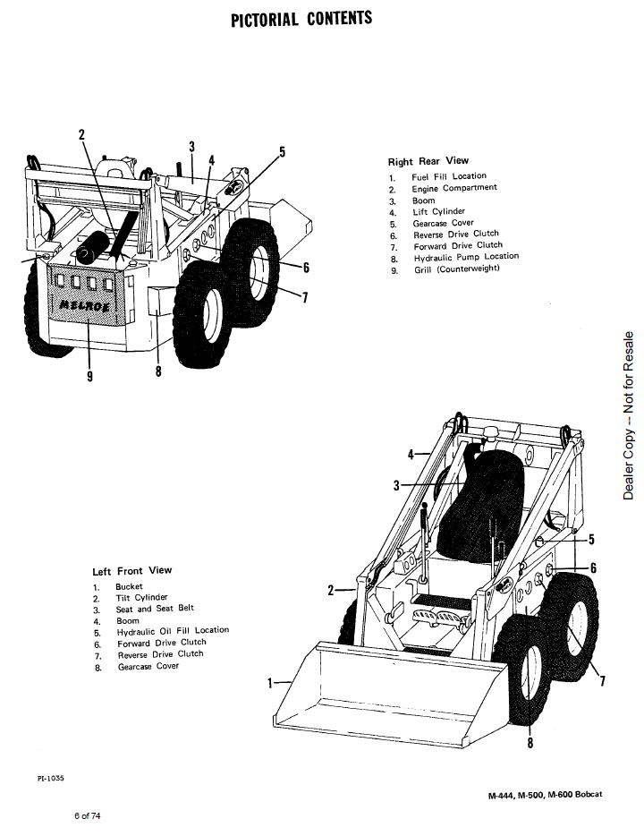 Bobcat M-444, M-500, M-600 Loader Complete Maintenance Manual PDF