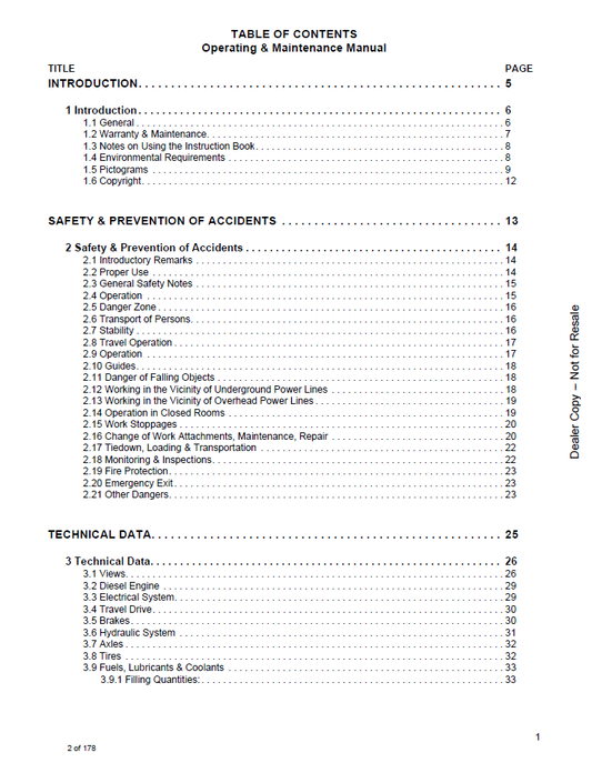 Bobcat WL350 Wheel Loader Operating Maintenance Manual 22509400 PDF