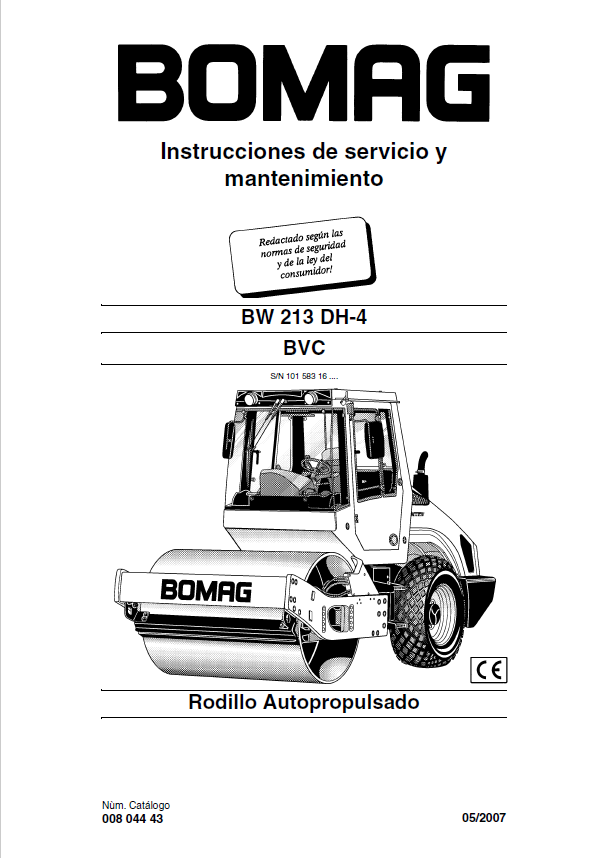 Bomag BW 213 DH-4 BVC Maintenance Instruction Manual (2007, ES, PDF)