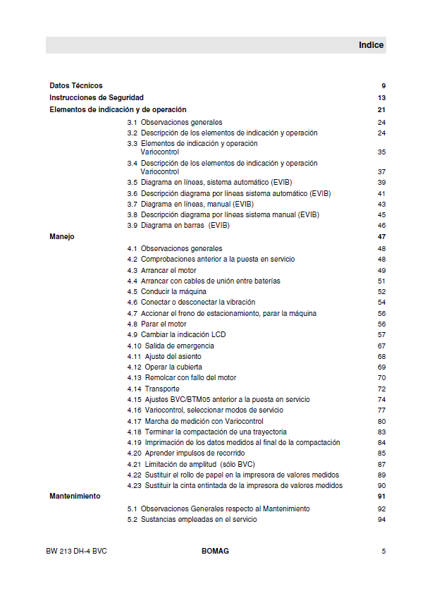Bomag BW 213 DH-4 BVC Spanish Maintenance Manual PDF