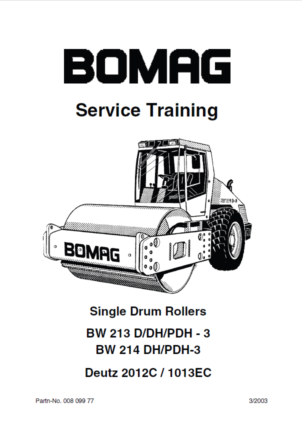 Bomag BW 214 DH-4 / PDH-4 Drum Roller Service Training Manual (PDF)
