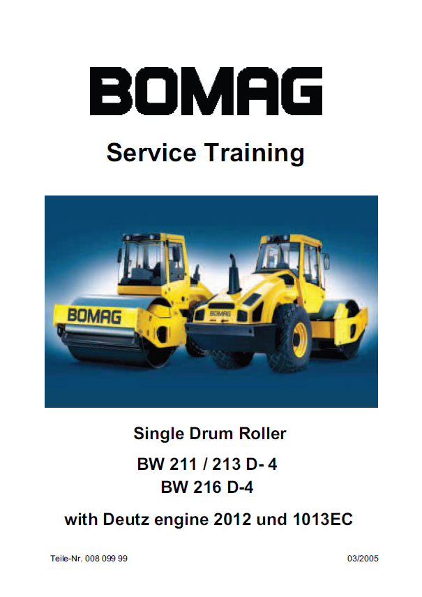 Bomag BW 216 D-4 Deutz 2012 & 1013EC Service Training Manual PDF