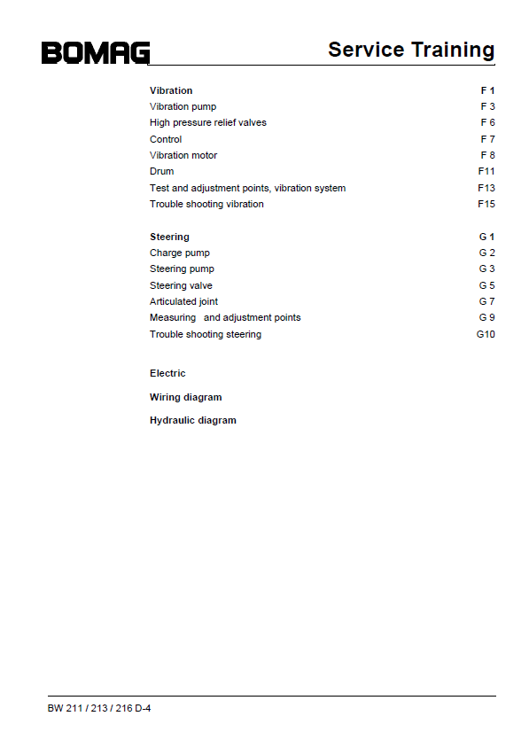 Bomag BW 216 D-4 Maintenance and Technical Service Manual