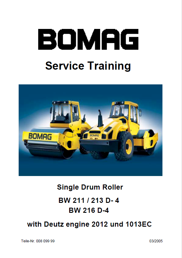 Bomag BW 216 D-4 Single Drum Roller Service Training Manual PDF