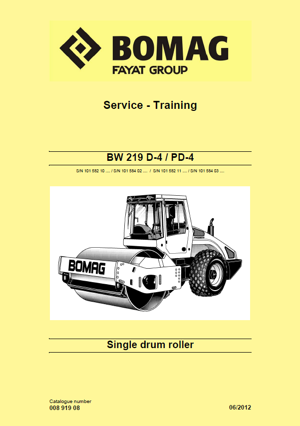Bomag BW 219 D-4 Service Training Manual PDF (00891908)