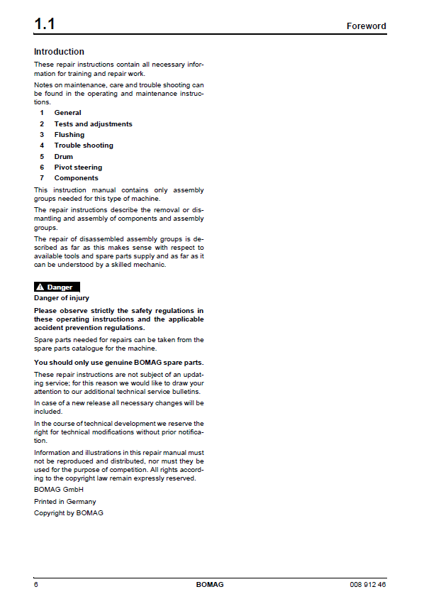Bomag BW 225 D-3 Roller Service & Maintenance Manual PDF