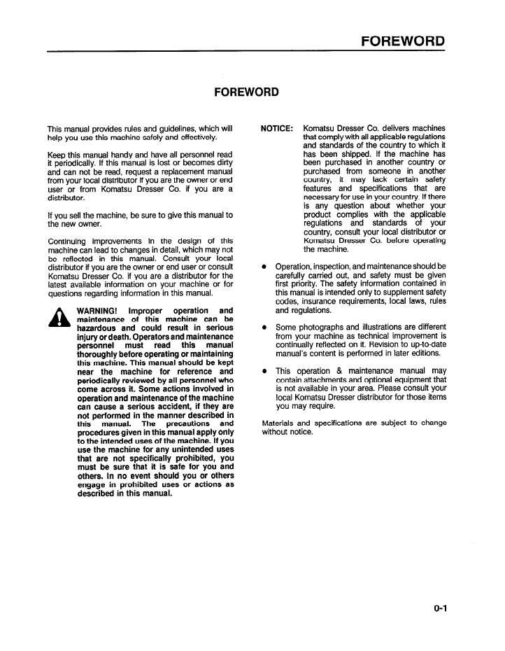 CEADW16041 Komatsu WA120-3 Wheel Loader Operation Manual