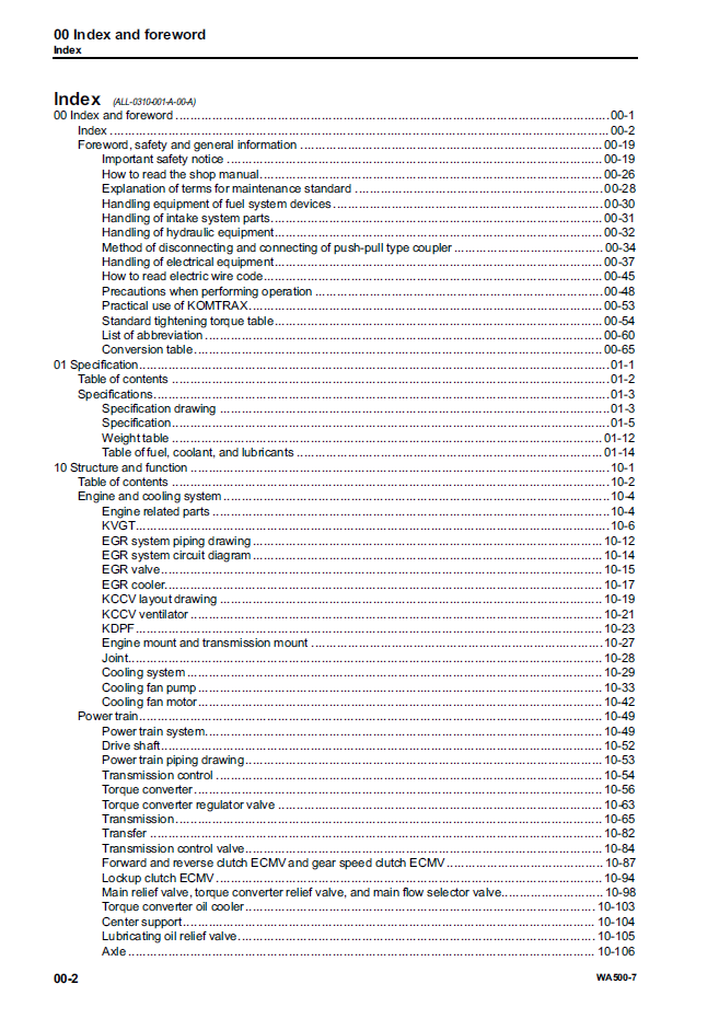 CEBM026803: Komatsu WA500-7 Wheel Loader Workshop Manual