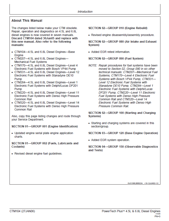 CTM104 Diesel Engine Repair Manual for John Deere PowerTech Series