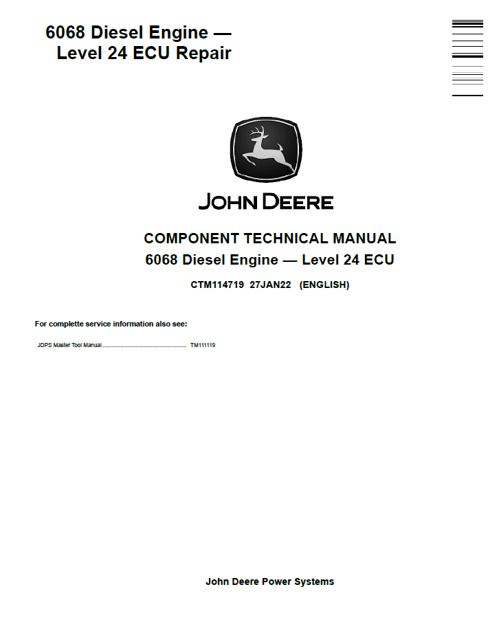 CTM114719 John Deere 6068 Diesel Engine ECU Level 24 Manual