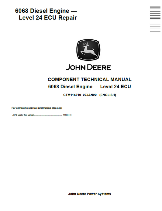 CTM114719 John Deere 6068 Diesel Engine ECU Level 24 Manual