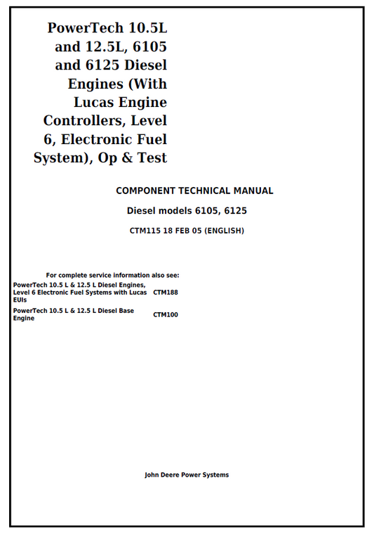 CTM115 John Deere PowerTech 10.5L & 12.5L OP Component Technical Manual
