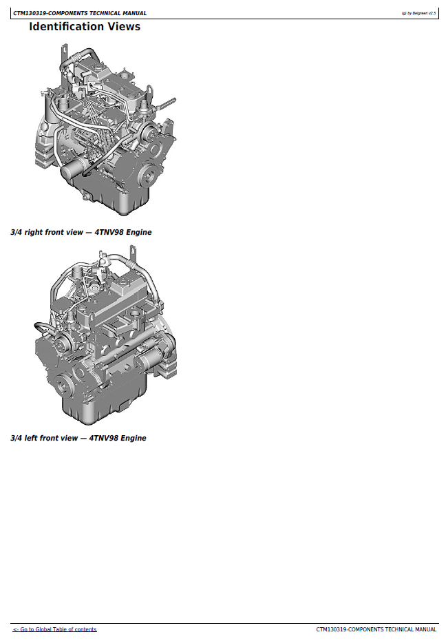 CTM130319 Technical Manual for John Deere Yanmar 4TNV98 Series Engines