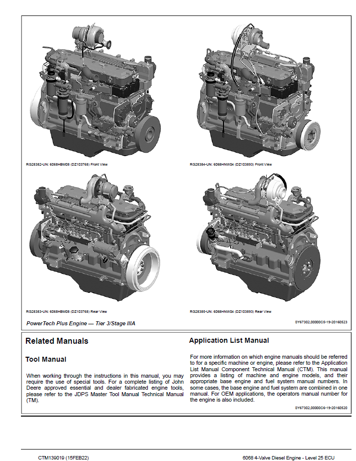 CTM139019 – Service Manual for John Deere 6068 4-Valve Diesel Engine ECU System