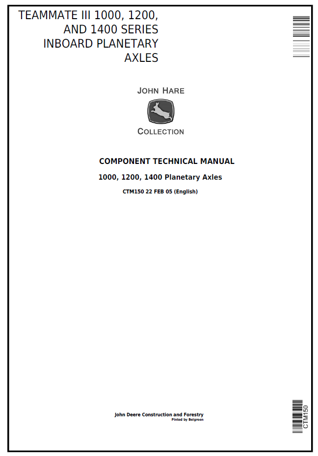 CTM150 John Deere Teammate III 1000–1400 Series Axle Manual PDF