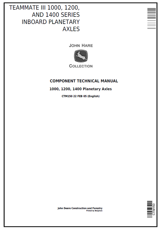 CTM150 John Deere Teammate III 1000–1400 Series Axle Manual PDF
