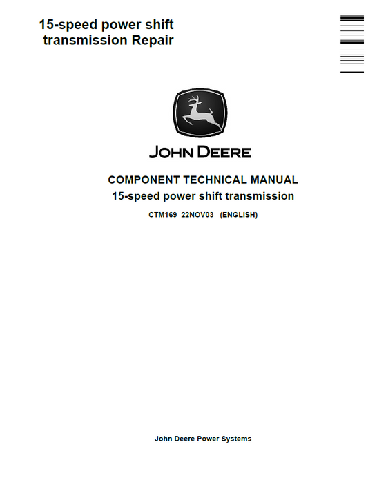 CTM169 John Deere 15-Speed Power Shift Transmission Manual PDF