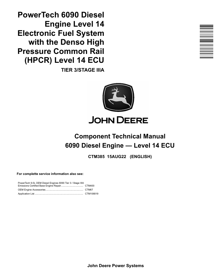 CTM385 John Deere 6090 Diesel Engine ECU Level 14 Technical Manual