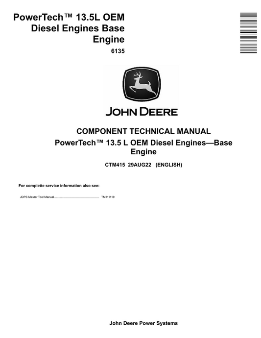 CTM415 Base Engine Technical Manual for John Deere 13.5L PowerTech™