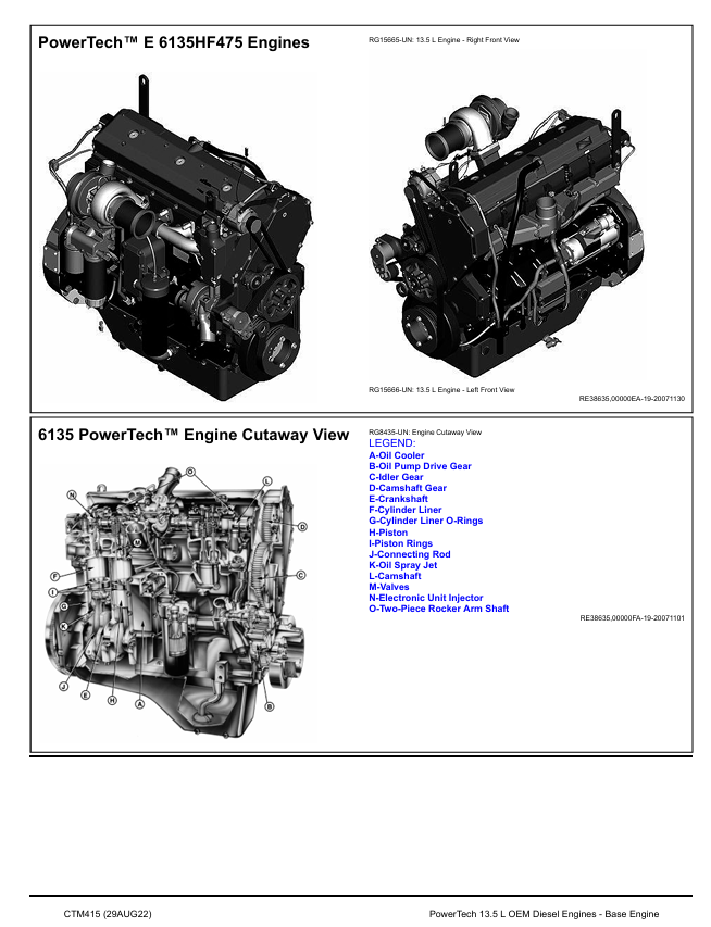 CTM415 OEM Diesel Engine Manual – John Deere PowerTech™ 13.5L Base Engine Docs